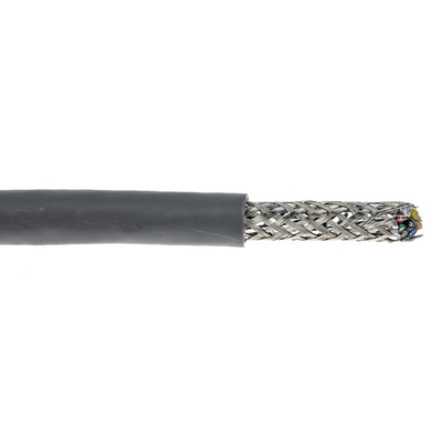 Alpha Wire Alpha Essentials Control Cable, 8 Cores, 0.35 mm², Screened, 30m, Grey PVC Sheath, 22 AWG