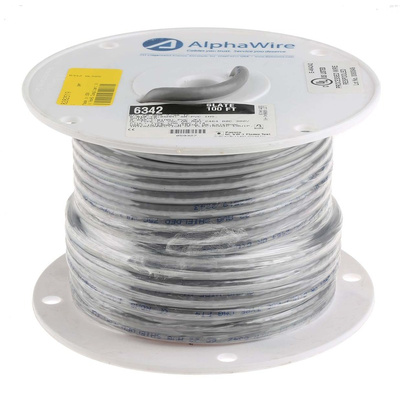 Alpha Wire Alpha Essentials Control Cable, 6 Cores, 0.35 mm², Screened, 30m, Grey PVC Sheath, 22 AWG