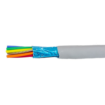 Alpha Wire EcoCable Mini Control Cable, 10 Cores, 0.24 mm², ECO, Screened, 30m, Grey mPPE Sheath, 24 AWG