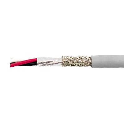 Alpha Wire EcoCable Mini Control Cable, 3 Cores, 0.24 mm², ECO, Screened, 30m, Grey mPPE Sheath, 24 AWG