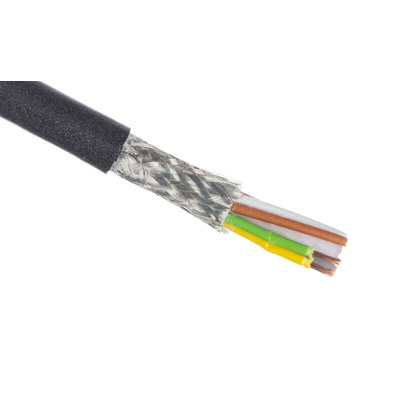 Phoenix Contact SAC-8P-100.0-PUR/SH-0.25 Data Cable, 8 Cores, 0.25 mm², Screened, 100m, Black PUR Sheath, 24 AWG