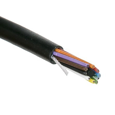 Alpha Wire Xtra-Guard 2 Control Cable, 10 Cores, 0.35 mm², Unscreened, 30m, Black PE Sheath, 22 AWG