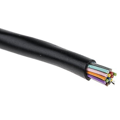 Alpha Wire Xtra-Guard 2 Control Cable, 15 Cores, 0.35 mm², Screened, 30m, Black PE Sheath, 22 AWG