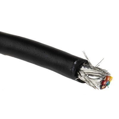 Alpha Wire Xtra-Guard 2 Control Cable, 6 Cores, 0.35 mm², Screened, 30m, Black PE Sheath, 22 AWG