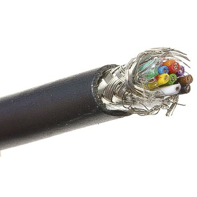 Alpha Wire Xtra-Guard 2 Control Cable, 10 Cores, 0.35 mm², Screened, 30m, Black PE Sheath, 22 AWG