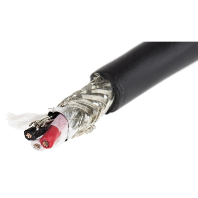 Alpha Wire Xtra-Guard 4 Control Cable, 3 Cores, 0.35 mm², Screened, 30m, Black TPE Sheath, 22 AWG