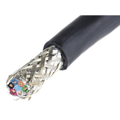 Alpha Wire Xtra-Guard 4 Control Cable, 6 Cores, 0.81 mm², ECO, Screened, 30m, Black TPE Sheath, 18 AWG