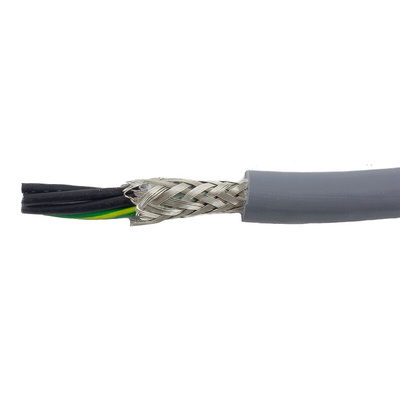 Alpha Wire EcoFlex PUR Control Cable, 5 Cores, 0.78 mm², ECO, Screened, 30m, Grey PUR Sheath, 18 AWG