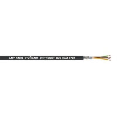 Lapp UNITRONIC BUS HEAT Data Cable, 4 Cores, 0.75 mm², Screened, 100m, Black PUR Sheath, 18 AWG