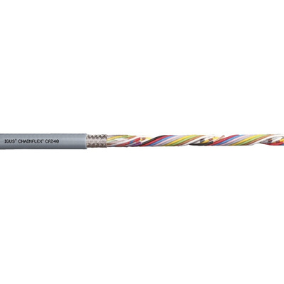 Igus chainflex CF240 Data Cable, 14 Cores, 0.25 mm², Screened, 25m, Grey PVC Sheath, 24 AWG