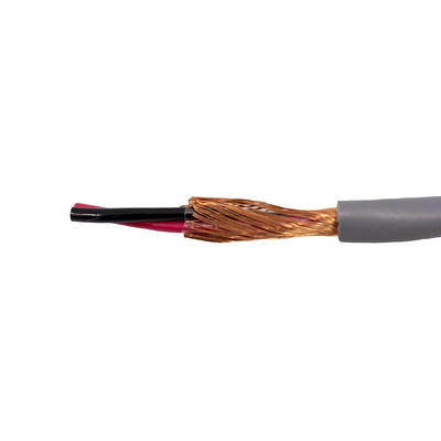 Alpha Wire Control Cable, 2 Cores, 0.33 mm², Screened, 30m, Grey PVC Sheath, 22 AWG