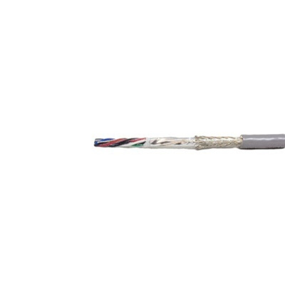 Alpha Wire 86501CY Multicore Cable, 2 Cores, 0.18 mm², Screened, 100ft, Grey PVC Sheath, 26