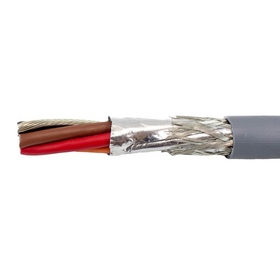 Alpha Wire EcoCable Control Cable, 4 Cores, 0.81 mm², ECO, Screened, 30m, Grey mPPE Sheath, 17 AWG