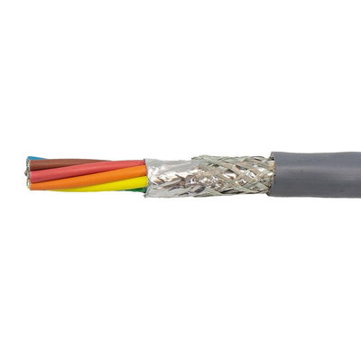 Alpha Wire EcoCable Control Cable, 7 Cores, 2 mm², CY, Screened, 30m, Grey mPPE Sheath, 14 AWG