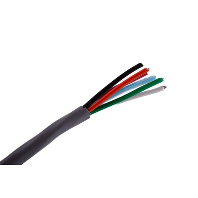 Alpha Wire Alpha Essentials Control Cable, 5 Cores, 0.81 mm², Unscreened, 30m, Grey PVC Sheath, 18 AWG
