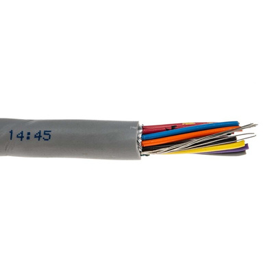 Alpha Wire Alpha Essentials Control Cable, 15 Cores, 0.23 mm², Screened, 30m, Grey PVC Sheath, 24 AWG