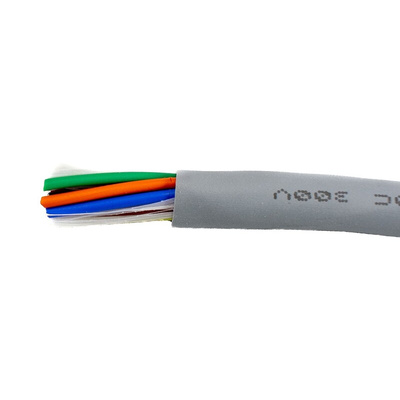 Alpha Wire EcoCable Mini Control Cable, 10 Cores, 0.24 mm², ECO, Unscreened, 30m, Grey mPPE Sheath, 24 AWG