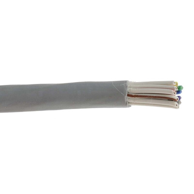Alpha Wire EcoCable Mini Control Cable, 15 Cores, 0.24 mm², ECO, Unscreened, 30m, Grey mPPE Sheath, 24 AWG