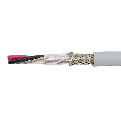 Alpha Wire EcoCable Mini Control Cable, 6 Cores, 0.24 mm², ECO, Screened, 30m, Grey mPPE Sheath, 24 AWG