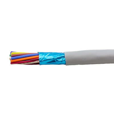 Alpha Wire EcoCable Mini Control Cable, 15 Cores, 0.24 mm², ECO, Screened, 30m, Grey mPPE Sheath, 24 AWG