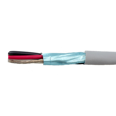 Alpha Wire EcoCable Mini Control Cable, 4 Cores, 0.38 mm², ECO, Screened, 30m, Grey mPPE Sheath, 22 AWG