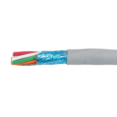 Alpha Wire EcoCable Mini Control Cable, 8 Cores, 0.61 mm², ECO, Screened, 30m, Grey mPPE Sheath, 20 AWG