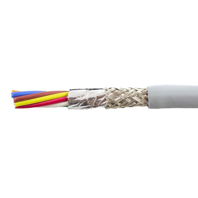 Alpha Wire EcoCable Mini Control Cable, 8 Cores, 0.09 mm², ECO, Screened, 30m, Grey mPPE Sheath, 28 AWG