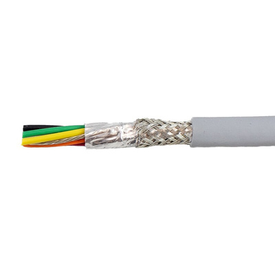 Alpha Wire EcoCable Mini Control Cable, 6 Cores, 0.24 mm², ECO, Screened, 30m, Grey mPPE Sheath, 24 AWG