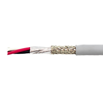 Alpha Wire EcoCable Mini Control Cable, 3 Cores, 0.38 mm², ECO, Screened, 30m, Grey mPPE Sheath, 22 AWG