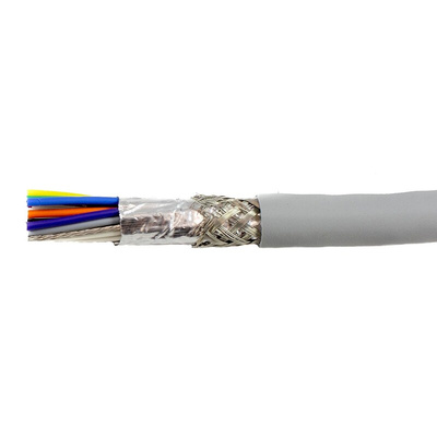 Alpha Wire EcoCable Mini Control Cable, 15 Cores, 0.38 mm², ECO, Screened, 30m, Grey mPPE Sheath, 22 AWG