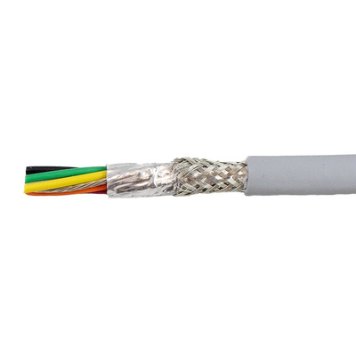 Alpha Wire EcoCable Mini Control Cable, 6 Cores, 0.61 mm², ECO, Screened, 30m, Grey mPPE Sheath, 20 AWG