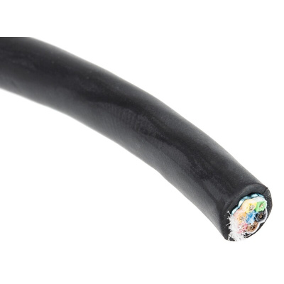 Alpha Wire Xtra-Guard 4 Control Cable, 6 Cores, 0.23 mm², Screened, 30m, Black TPE Sheath, 24 AWG