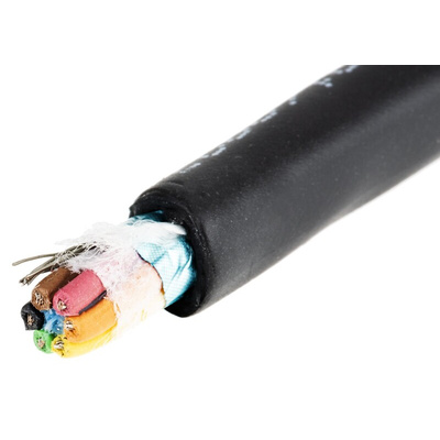Alpha Wire Xtra-Guard 4 Control Cable, 6 Cores, 0.23 mm², Screened, 30m, Black TPE Sheath, 24 AWG