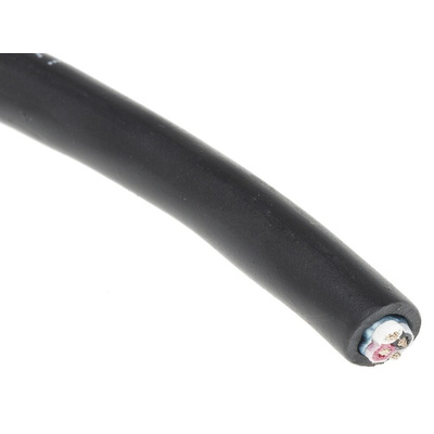 Alpha Wire Xtra-Guard 4 Control Cable, 3 Cores, 0.23 mm², Screened, 30m, Black TPE Sheath, 24 AWG