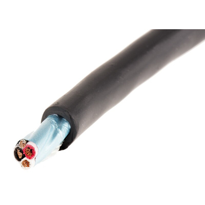 Alpha Wire Xtra-Guard 4 Control Cable, 3 Cores, 0.23 mm², Screened, 30m, Black TPE Sheath, 24 AWG