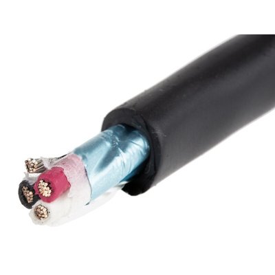 Alpha Wire Xtra-Guard 4 Control Cable, 3 Cores, 0.35 mm², Screened, 30m, Black TPE Sheath, 22 AWG