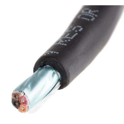 Alpha Wire Xtra-Guard 4 Control Cable, 4 Cores, 0.35 mm², Screened, 30m, Black TPE Sheath, 22 AWG