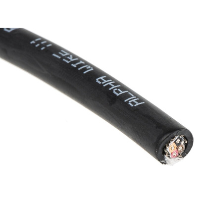 Alpha Wire Xtra-Guard 4 Control Cable, 4 Cores, 0.35 mm², Screened, 30m, Black TPE Sheath, 22 AWG