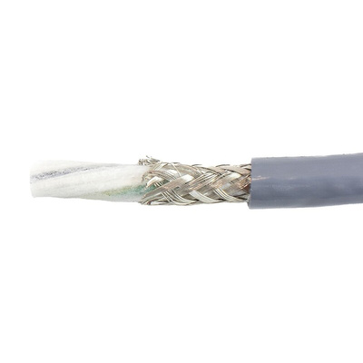 Alpha Wire EcoFlex PUR Control Cable, 3 Cores, 0.78 mm², ECO, Screened, 30m, Grey PUR Sheath, 18 AWG