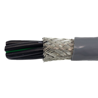 Alpha Wire EcoFlex PUR Control Cable, 7 Cores, 1.33 mm², ECO, Screened, 30m, Grey PUR Sheath, 16 AWG