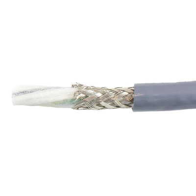 Alpha Wire EcoFlex PUR Control Cable, 3 Cores, 2 mm², ECO, Screened, 30m, Grey PUR Sheath, 14 AWG