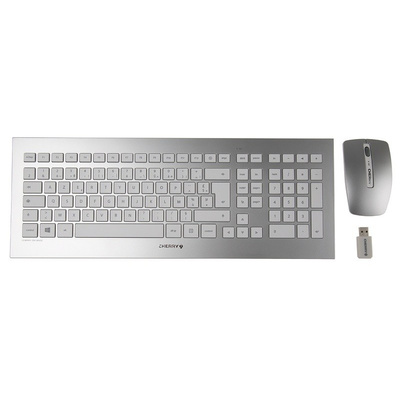 CHERRY Keyboard and Mouse Set Wireless AZERTY Silver