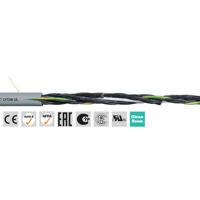 Igus chainflex CF130.UL Control Cable, 3 Cores, 2.5 mm², Unscreened, 25m, Grey PVC Sheath, 14 AWG