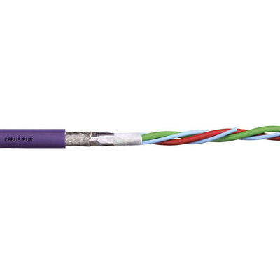 Igus chainflex CFBUS.PUR Data Cable, 2 Cores, 0.5 mm², Screened, 25m, Purple PUR Sheath, 20 AWG