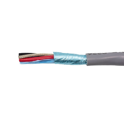 Alpha Wire Control Cable, 2 Cores, Screened, 305m, Grey PVC Sheath, 24 AWG