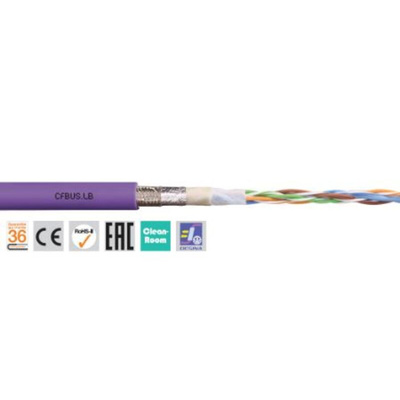 Igus chainflex CFBUS.LB Data Cable, 4 Cores, 0.5 mm², Screened, 50m, Purple TPE Sheath, 20 AWG