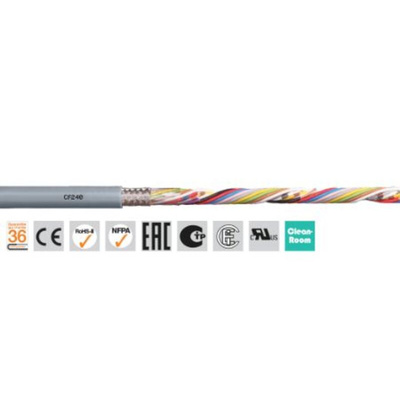 Igus chainflex CF240 Data Cable, 5 Cores, 0.34 mm², Screened, 50m, Grey PVC Sheath, 22 AWG