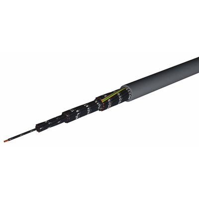 AXINDUS CAELIFLEX Control Cable, 7 Cores, 0.5 mm², YSL/JZ, Unscreened, 100m, Grey PVC Sheath, 20AWG