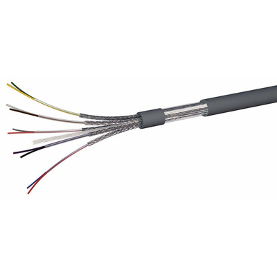 AXINDUS HIFLEX Y BP Control Cable, 4 Cores, 0.5 mm², LIYCY-BP, Screened, 100m, Grey PVC Sheath, 20AWG