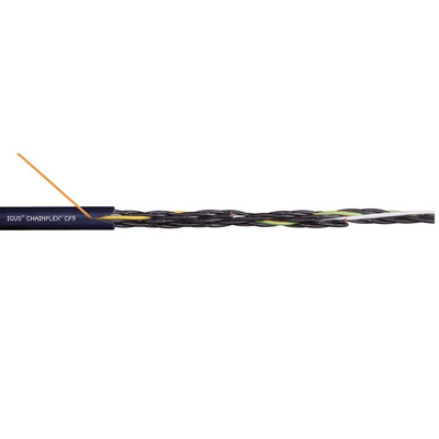 Igus CF9 Control Cable, 12 Cores, G1.0, Unscreened, 100m, Black/Green/Yellow Thermoplastic Elastomers TPE Sheath, 17